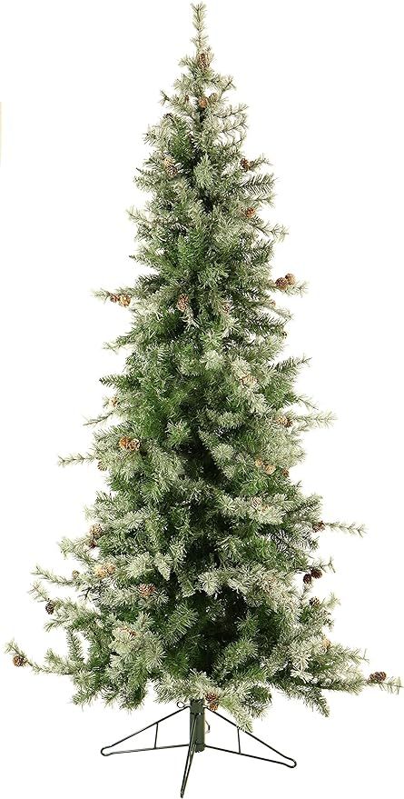 Fraser Hill Farm 9-Feet Pre-Lit Buffalo Fir Green Slim Artificial Christmas Tree with Multi-Color... | Amazon (US)