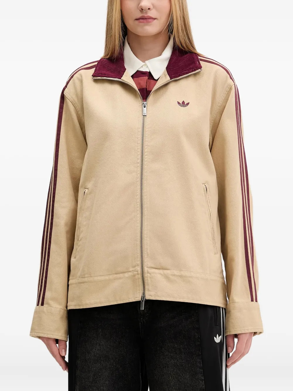 Adidas logo-embroidery zip-fastening Jacket | Neutrals | FARFETCH SG | Farfetch Global