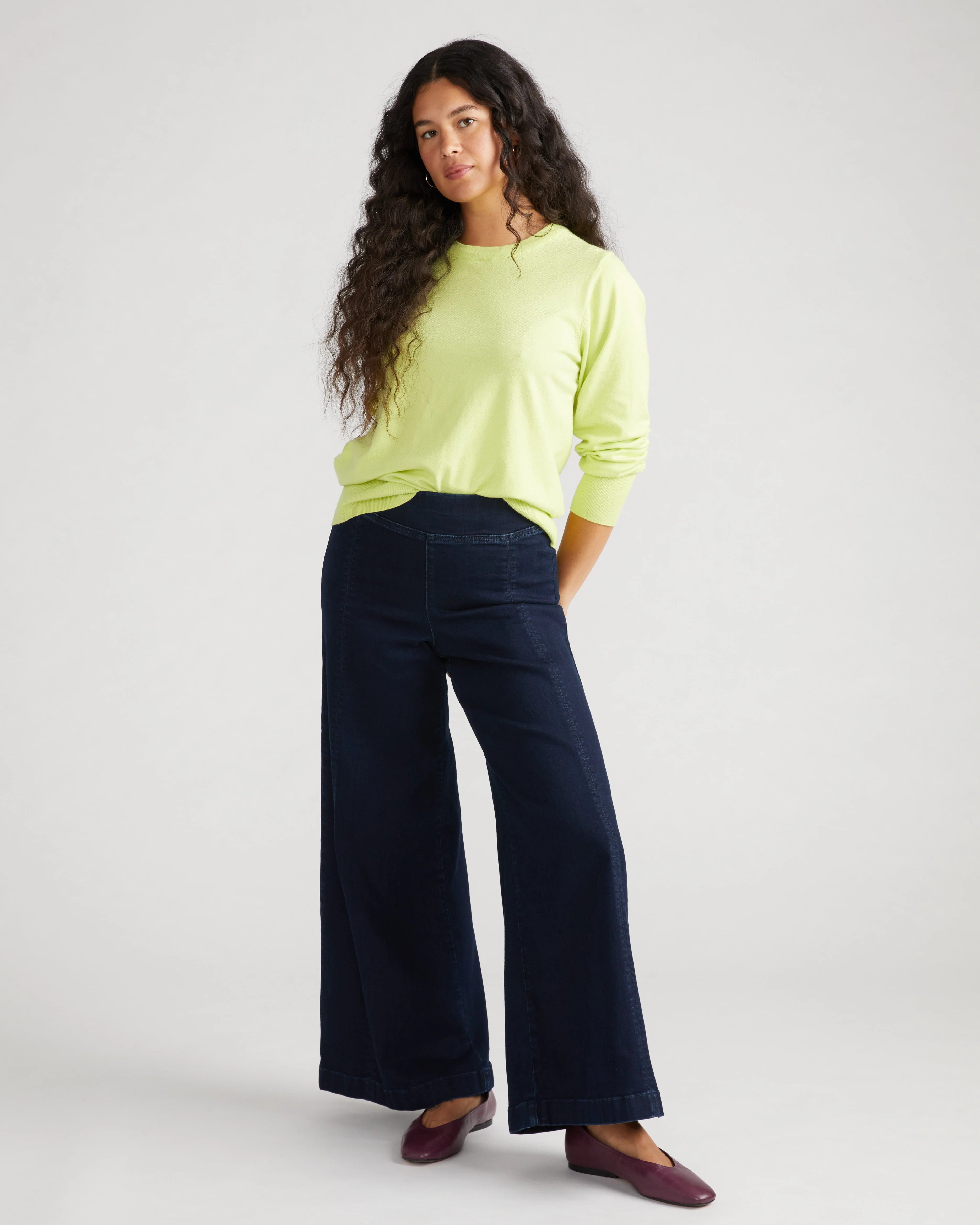 Olivia Pintuck Wide Leg Jeans - Dark Indigo | Universal Standard
