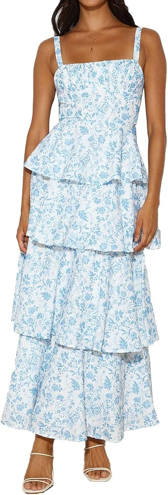 Jardinvue Women Bow Knot Elegant Dress Birthday Dress for Women Maxi Dress Floral Dress Backless ... | Amazon (US)