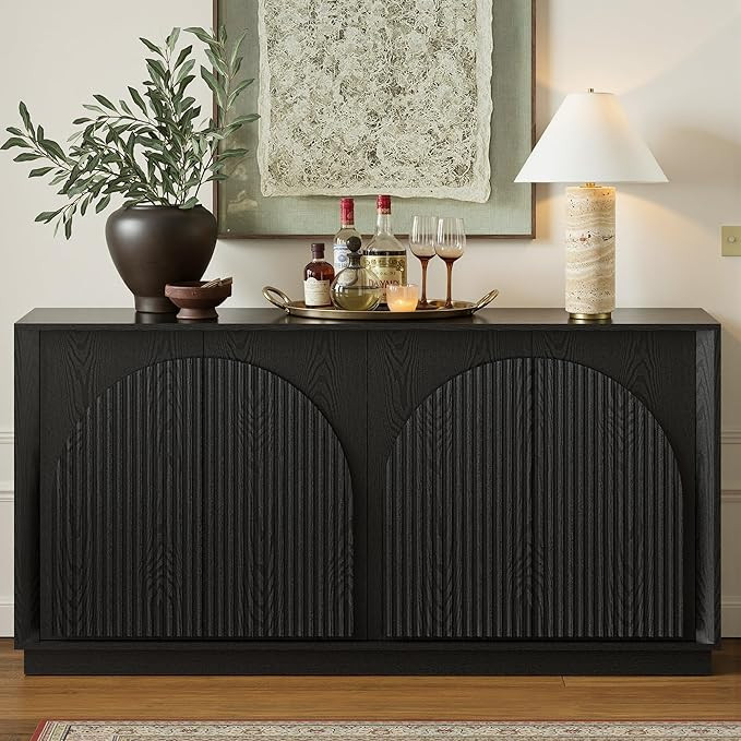 WIN2WIN 65" Fluted Sideboard Buffet Cabinet with Storage, Modern Credenza with Double-Layered Arc... | Amazon (US)