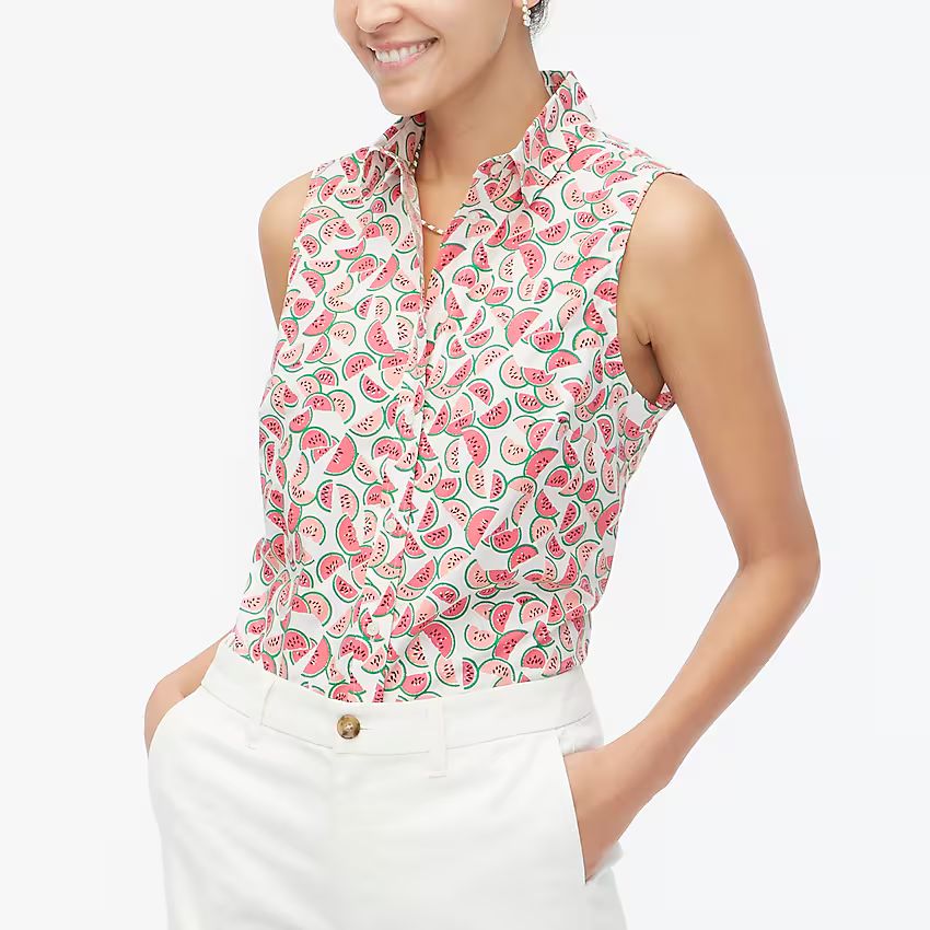 Sleeveless poplin shirt in signature fit | J.Crew Factory