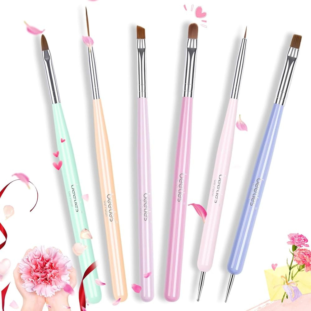 Beetles Nail Art Brushes Set Gel Polish Nail Art Design Pen Painting Tools Fingernail Brush Nail ... | Amazon (US)