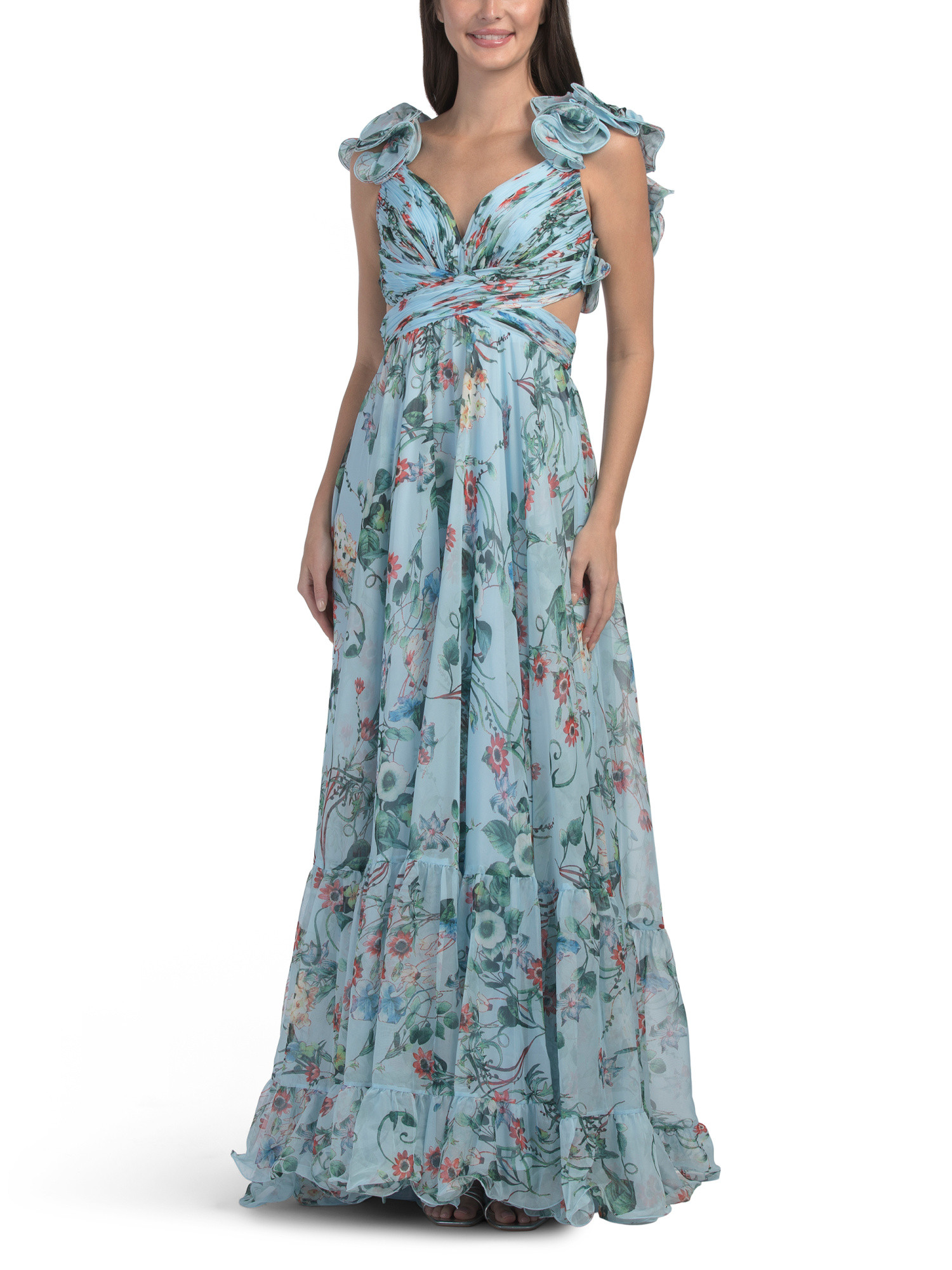 Ruffle Sleeve Floral Gown | TJ Maxx