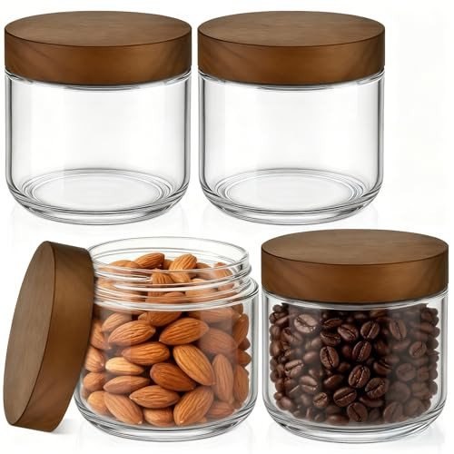 Bumobum 8 oz Glass Jars with Wood Lids, Loose Leaf Tea Storage, 4 Pack | Amazon (US)