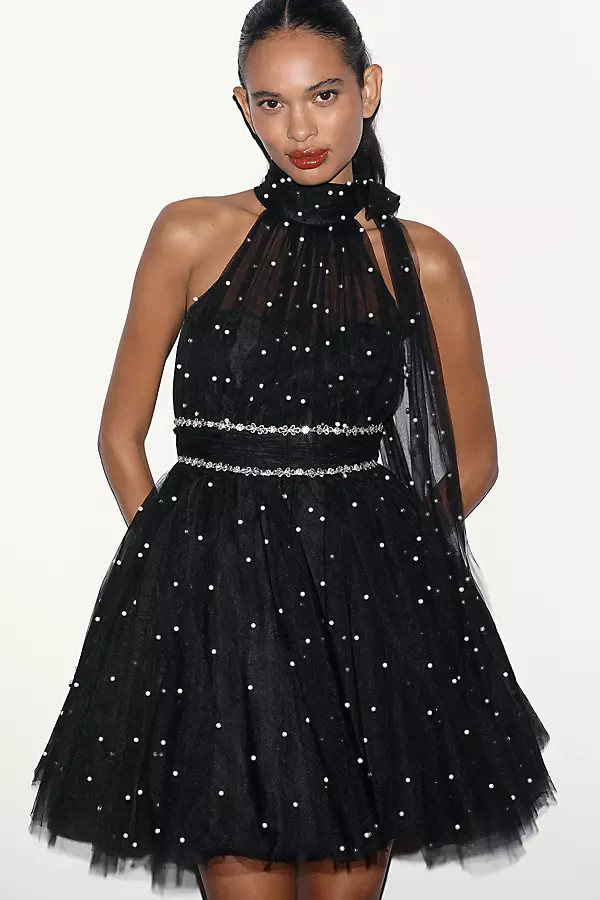 Mac Duggal Embellished Halter Fit & Flare Mini Dress | Anthropologie (US)
