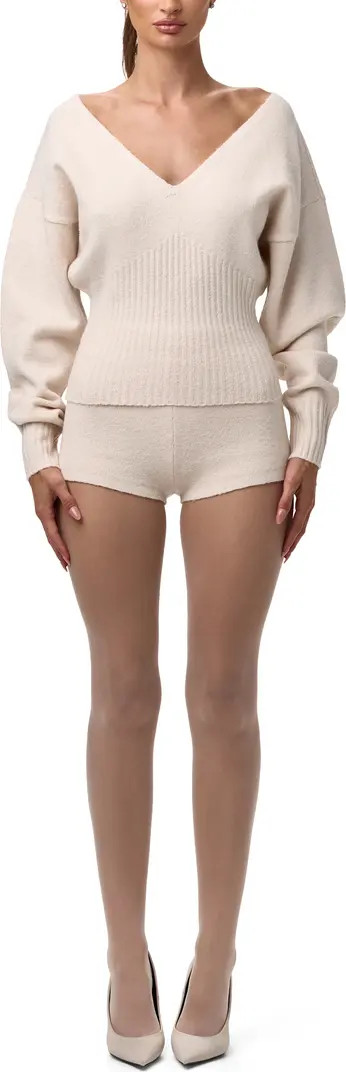 Naked Wardrobe V-Neck Ribbed Sweater | Nordstrom | Nordstrom