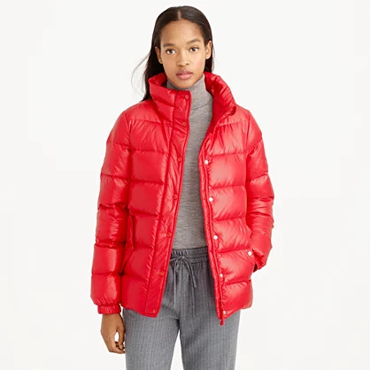 Shiny puffer down jacket | J.Crew US
