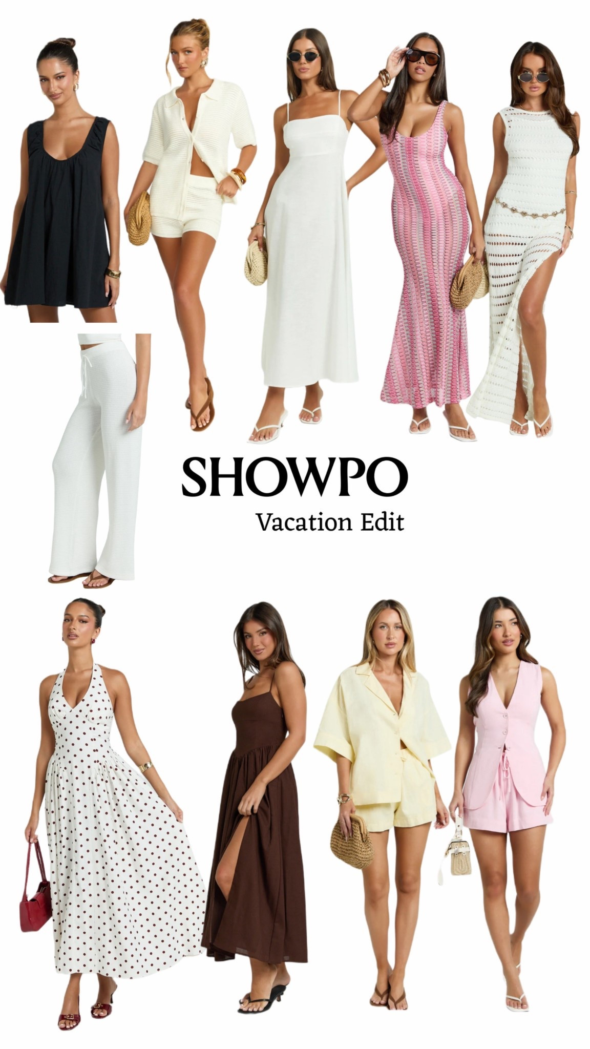 Showpo vacation edit crochet set pants swim vacation holiday spring break dress Miami summer set pink yellow brown sale polka dot black swim cover up

#LTKSeasonal #LTKTravel #LTKSwim