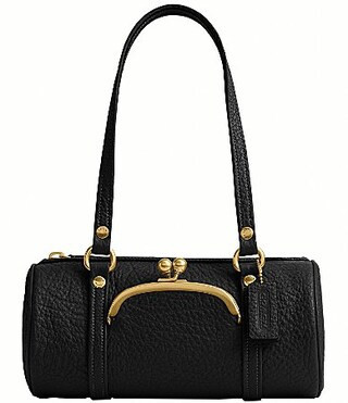 COACH Leather Kisslock Small Barrel Shoulder Bag 28 - Black | Dillard's