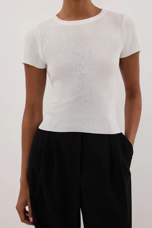CLO WHITE RIBBED BABY TEE | DISSH