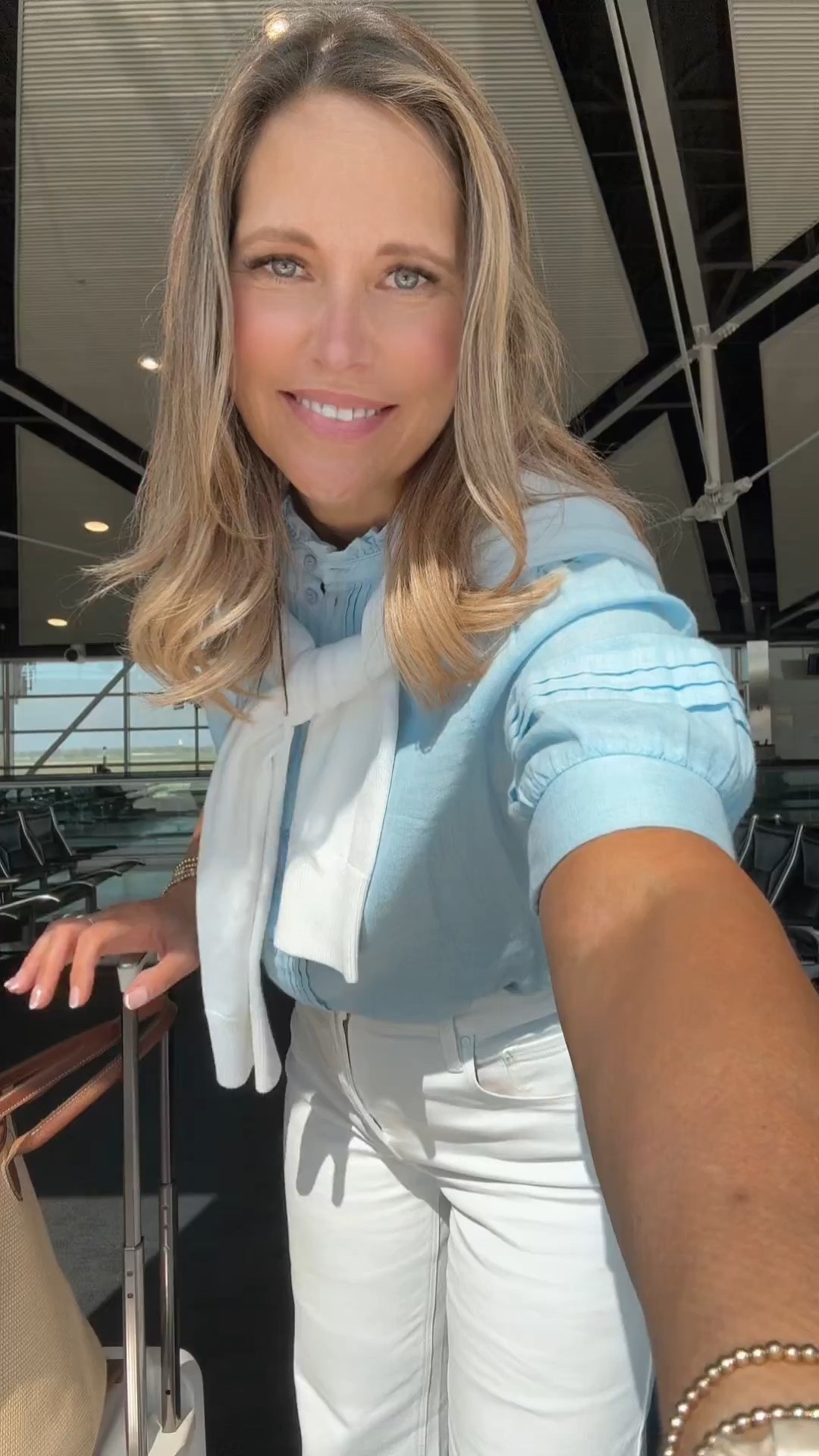 Travel outfits always need to be comfortable, easy to wear, and still feel put together. These white jeans are one of my favorite travel pieces because they’re comfortable enough for long days while still looking polished throughout the entire trip. I’m wearing a size 30, and the tummy control fit makes them feel even more flattering and supportive.

#LTKMidsize #LTKOver40 #LTKSeasonal