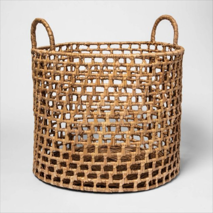 Pale Yellow Y-Weave Storage Basket, Large