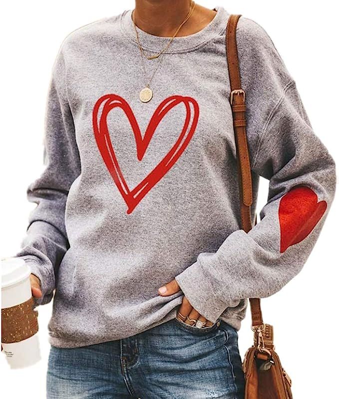 Valentines Day Women Plaid Leopard Tunic Top Graphic Print Splice Shirt Long Sleeve Blouse | Amazon (US)