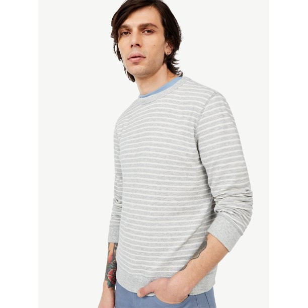 Free Assembly Men’s Textured Stripe Sweatshirt - Walmart.com | Walmart (US)