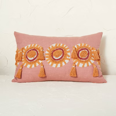 Oversized Embroidered and Appliqued Medallion Lumbar Throw Pillow Rose - Opalhouse™ designed wi... | Target