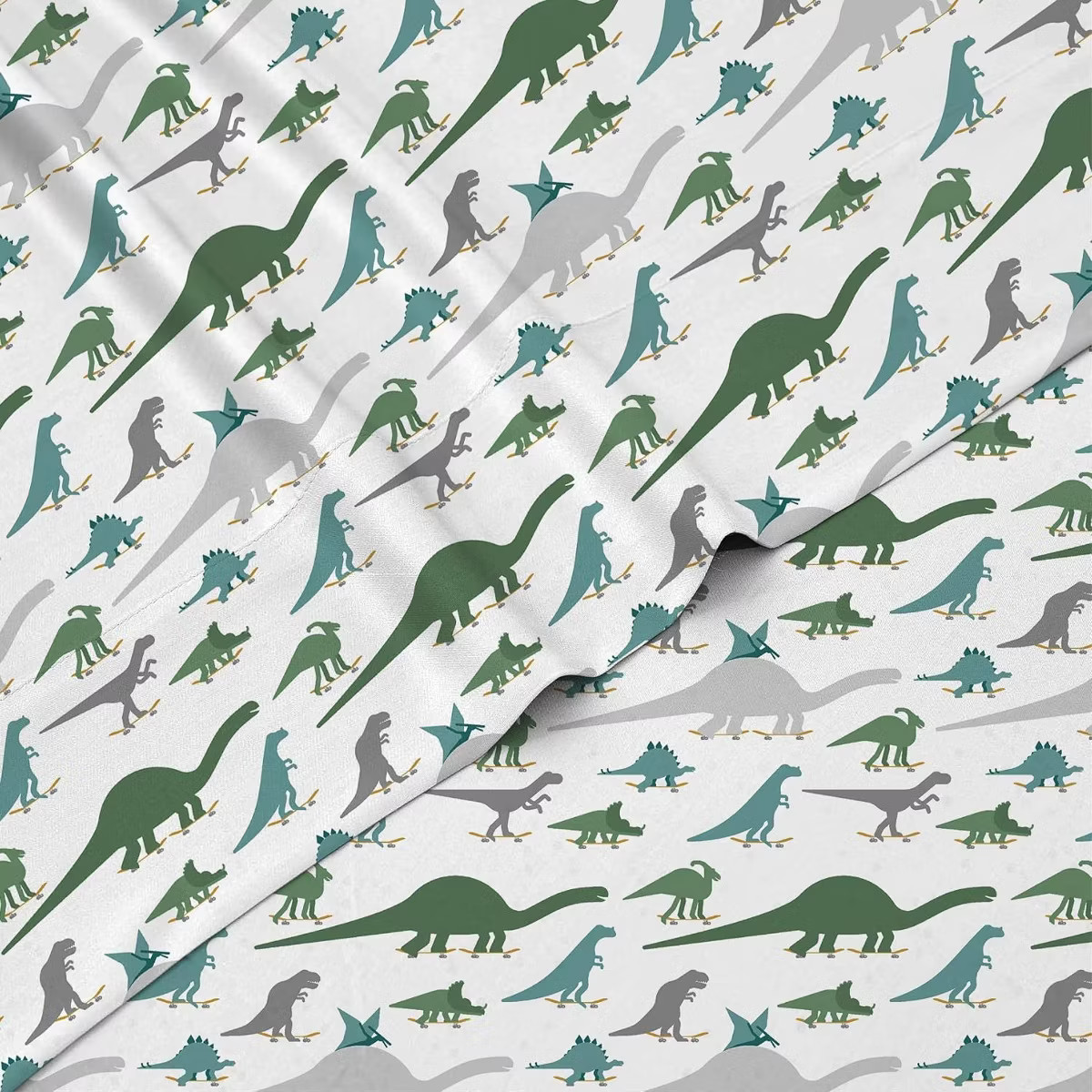 Tadpoles 4-Piece Skateboarding Dino Sheet Set | 1 Full Flat Sheet, 1 Full Fitted Sheet & 2 Queen ... | Target