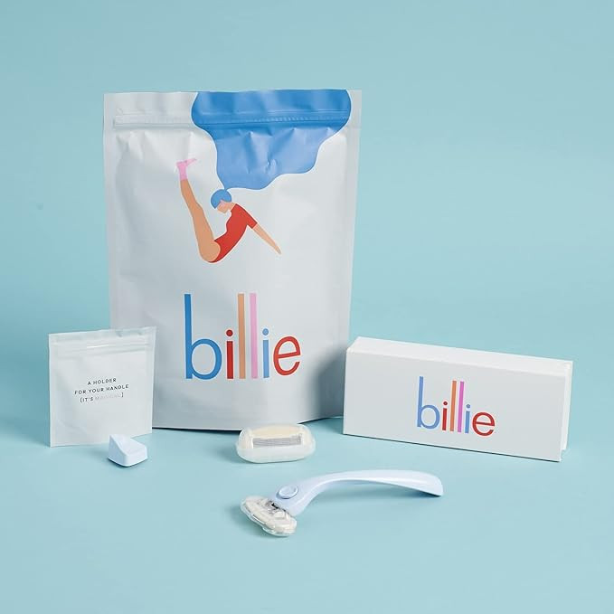 Billie Shaving Razor Cool Blue with 2 x 5-Blade Cartridges and the Magic Holder | Amazon (US)