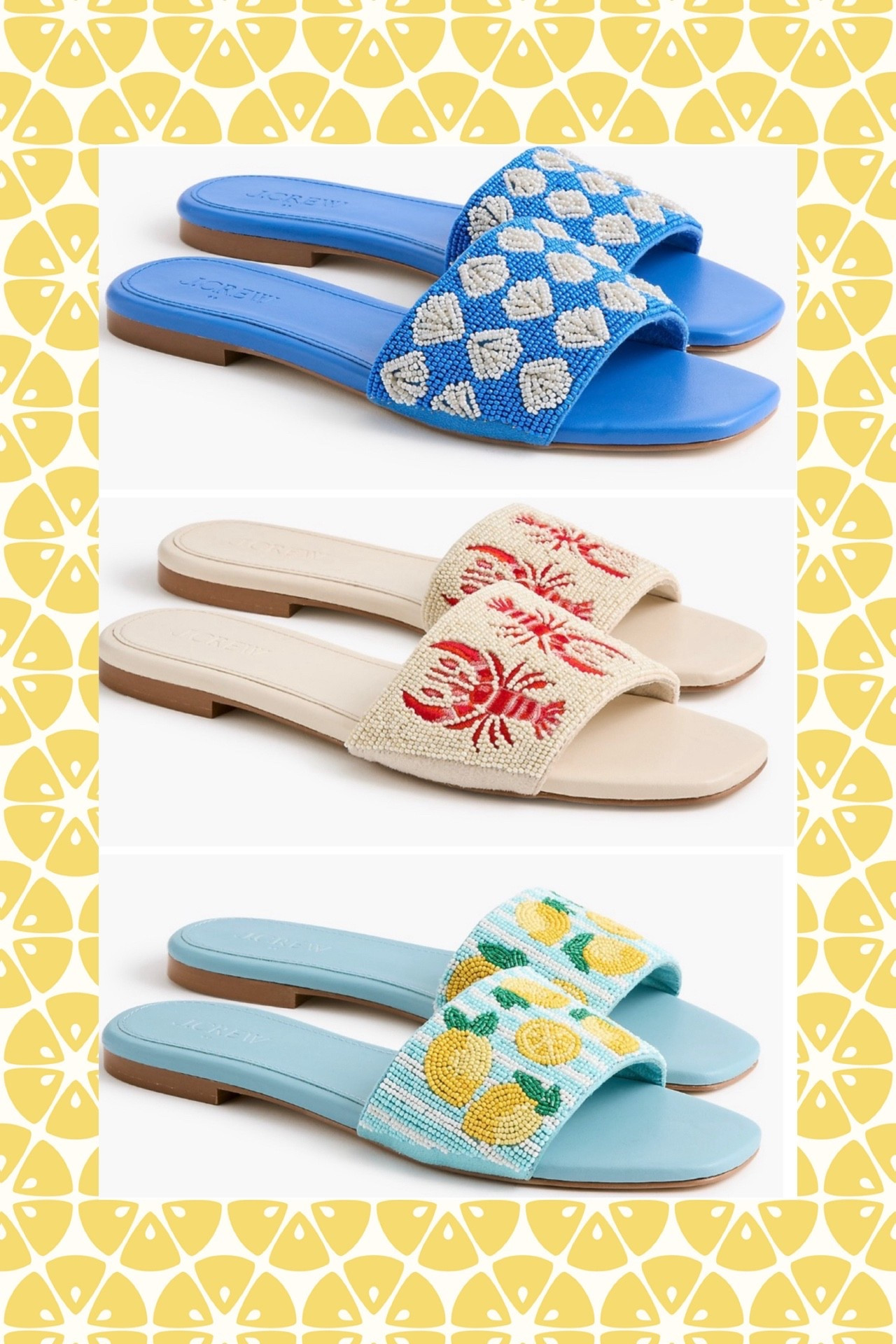 Beaded Summer Slides 🍋 Coastal Preppy Sandals Collection


The cutest statement slides for summer 🍋💙 These beaded sandals are such a fun way to add personality to your outfits—love the coastal-inspired motifs from citrus to lobsters to classic blue patterns! Each pair gives that playful, preppy feel while still being easy and comfortable for everyday wear ✨

Perfect for pairing with dresses, denim, or a simple coverup—these instantly elevate any look with a pop of color and texture 🌴

beaded sandals, summer slides, coastal preppy style, colorful summer shoes, statement sandals, resort wear accessories, beach vacation outfit, preppy summer fashion

#LTKOver40 #LTKMothersDay #LTKSeasonal