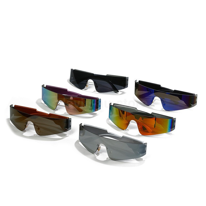Futuristic Wrap Around Sunglasses Trendy Rimless Glasses Cyberpunk Visor Glasses  | eBay Australi... | eBay AU