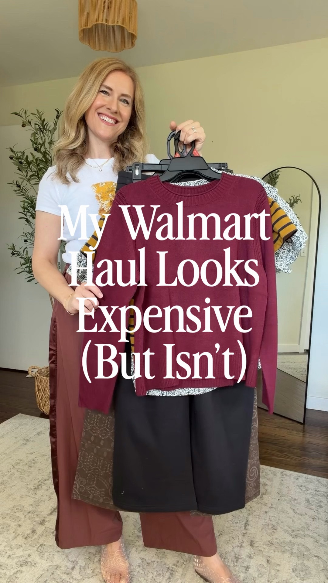 Walmart outfits of the week! I did small in the yellow stripe top and the short sleeve cotton floral top, medium in the burgundy sweater, puff sleeve sweatshirt and yellow sleeveless top. Joggers tts small. Jeans tts 6. #walmartfashion

#LTKOver40 #LTKmomlife #LTKootd