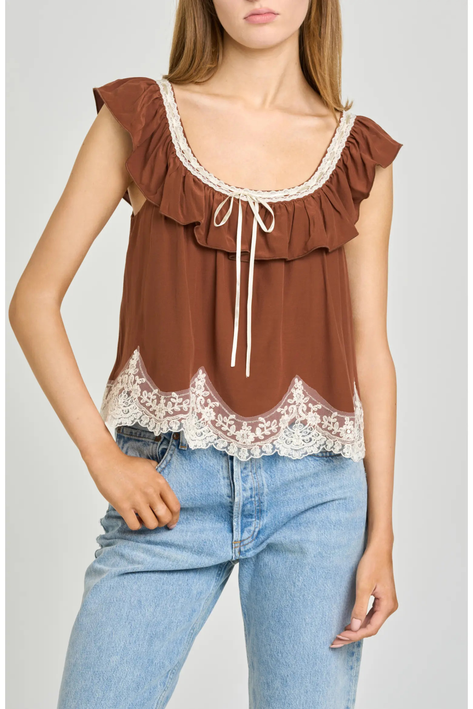 Wendy Lace Trim Ruffle Collar Top (Women) | Nordstrom | Nordstrom