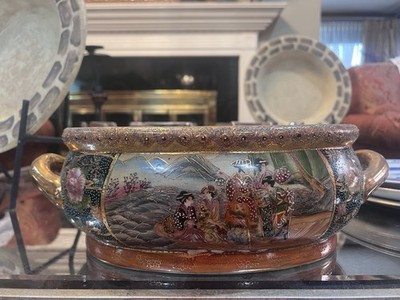 Vtg Porcelain Satsuma Style Chinoiserie Geisha Footbath w/Handles -  10x7 | eBay | eBay US