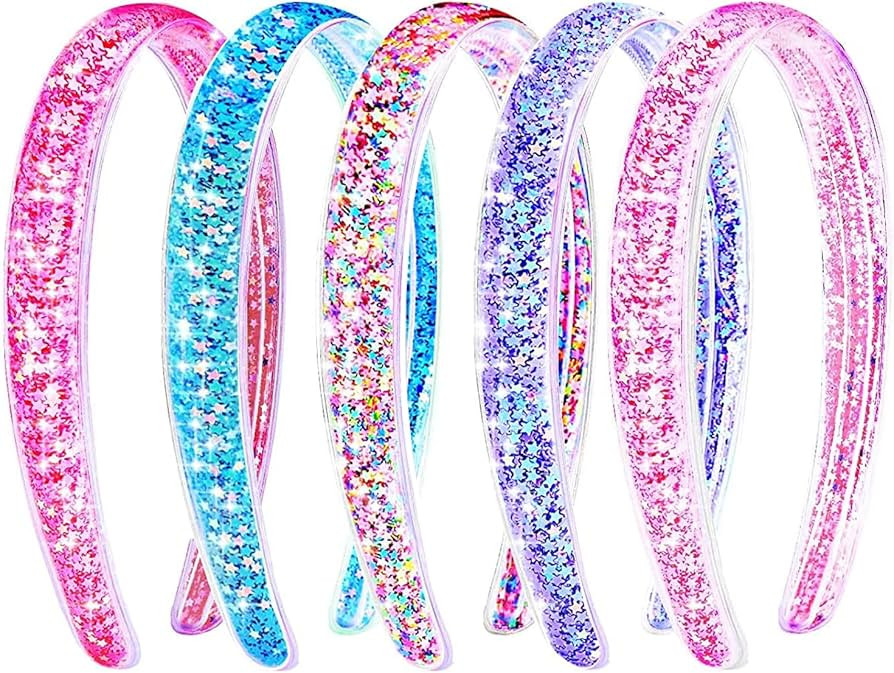 Chanaco Girls Headbands 5 Pcs Headbands for Girls Glitter Toddler Headband Sparkly Confetti Headb... | Amazon (US)