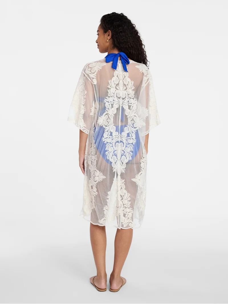 Time and Tru Women's Lace Coverup, Sizes L/XL, Ivory | Walmart (US)