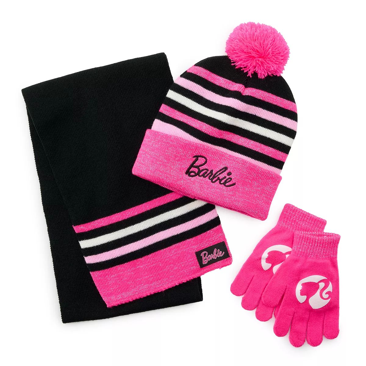 Girls Barbie® 3-piece Hat, Scarf & Glove Cold Weather Set | Kohl's