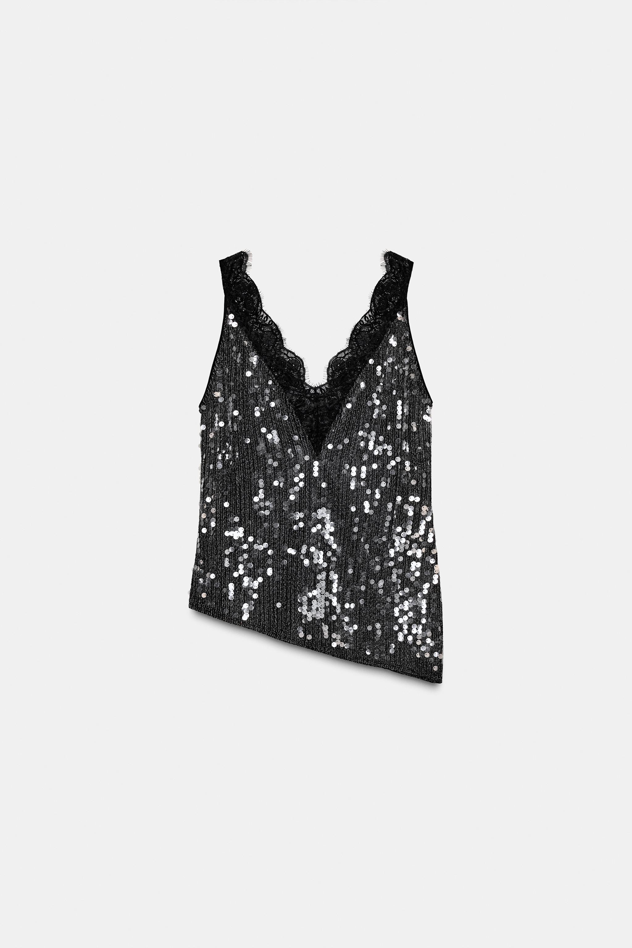 SEQUIN LACE TOP ZW COLLECTION | Zara US