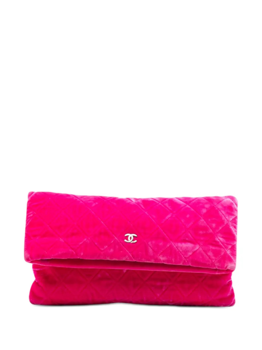 CHANEL Pre-Owned 2015-2016 Quilted Velvet CC Beauty Foldover clutch bag - Pink | Farfetch Global