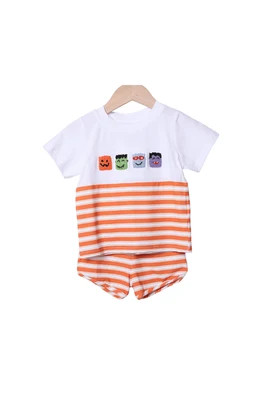 French Knot Trick or Treat Pals Short Set | The Smocked Flamingo