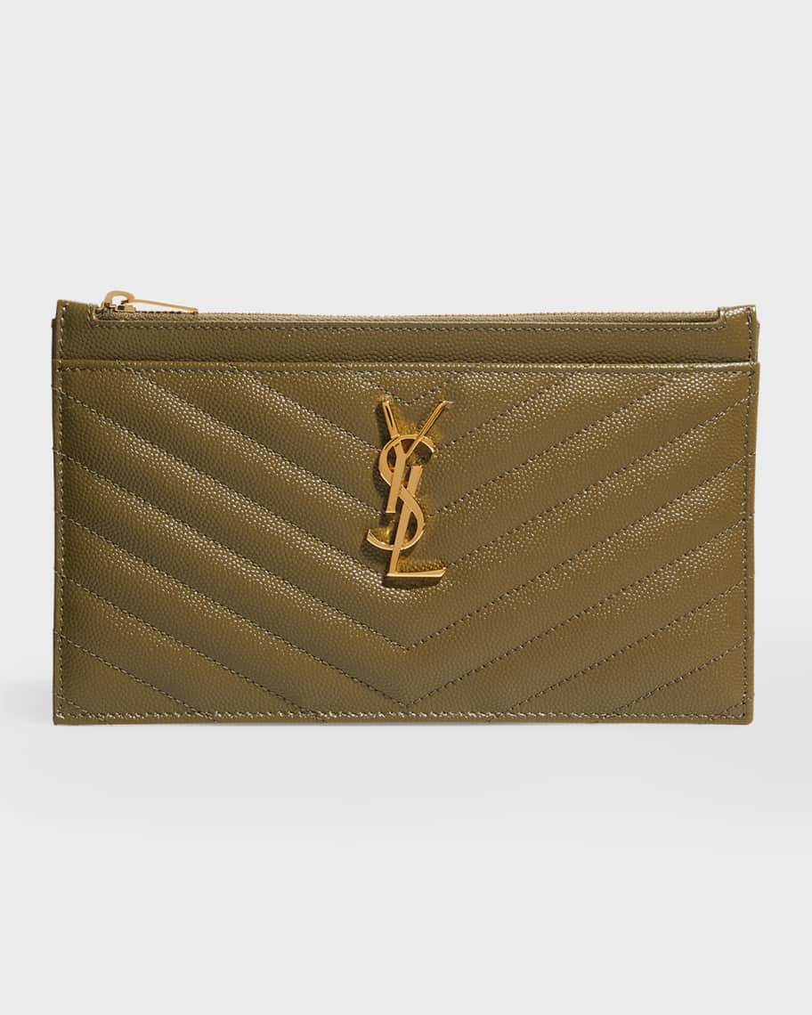 Saint Laurent Small YSL Grain de Poudre Bill Pouch Wallet | Neiman Marcus