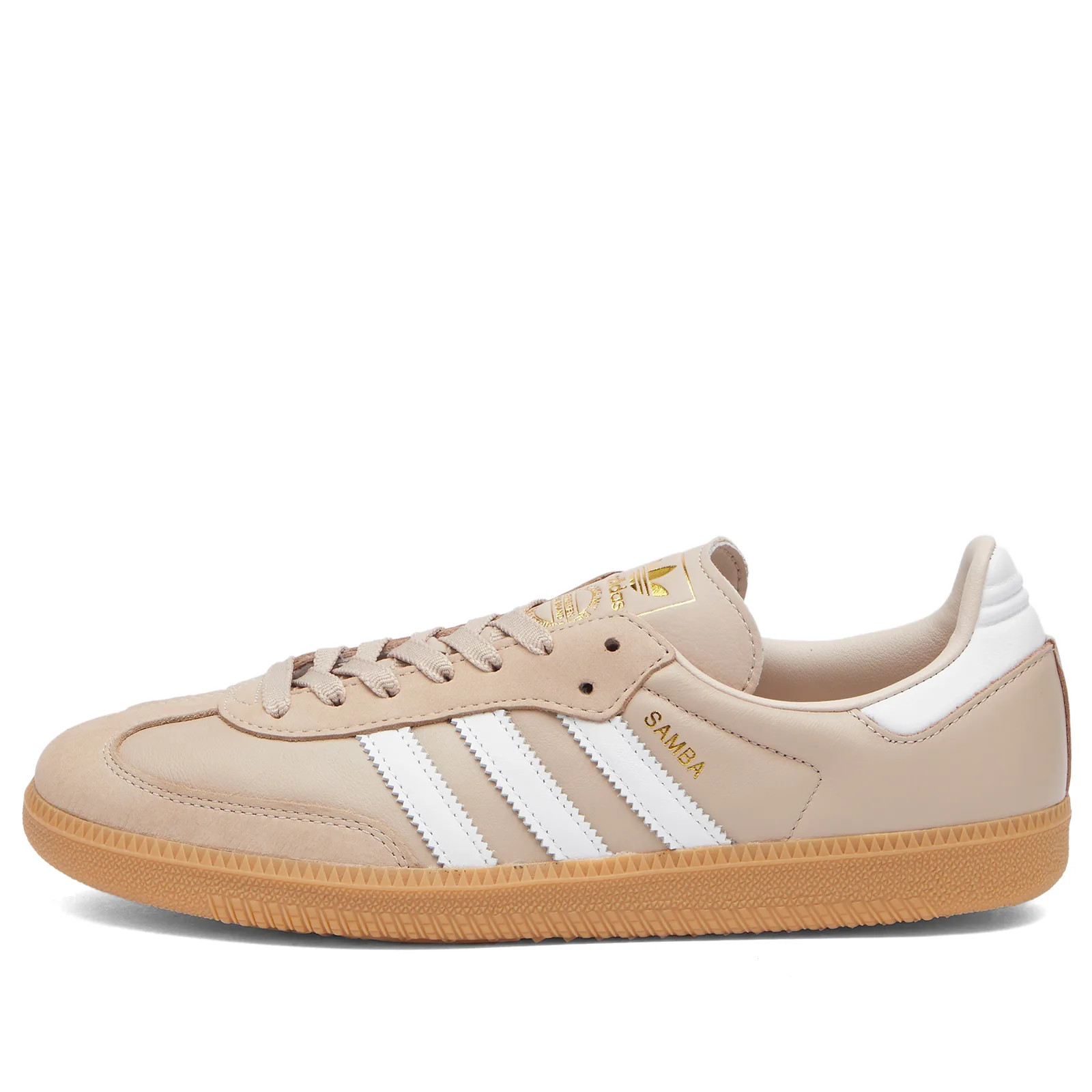 Adidas Samba OG W Sneaker in Taupe/White/Gold, Size UK 3.5 | END. Clothing
