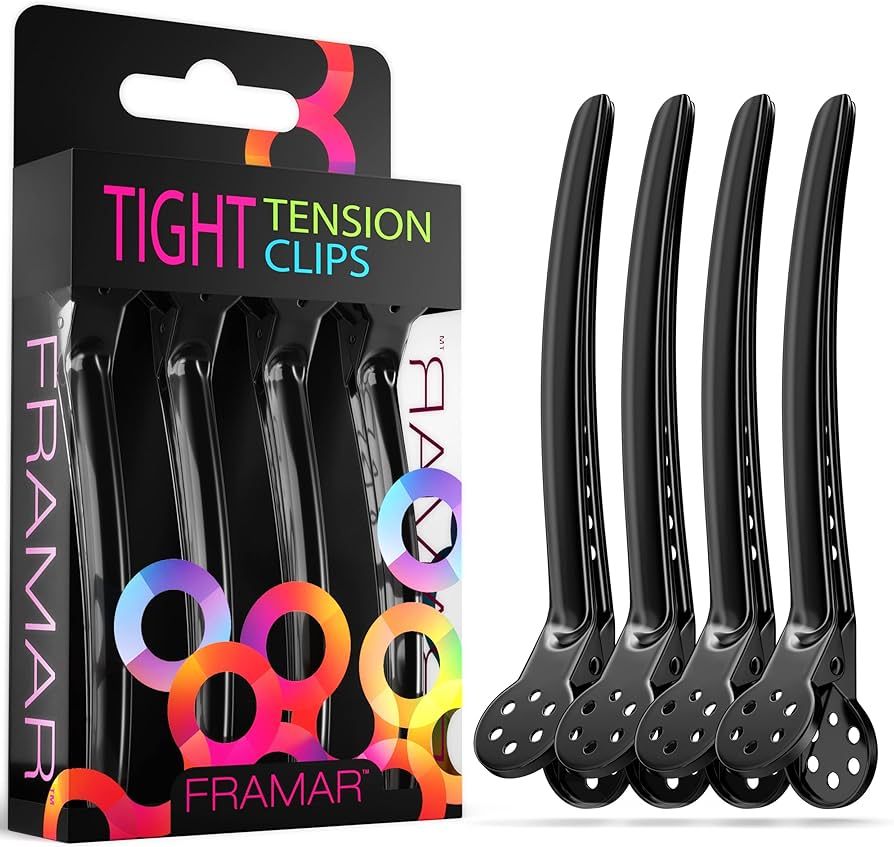 Framar Black Tight Tension Clips - Set of 4 Professional Hair Clips – Hair Clips for Styling, C... | Amazon (US)