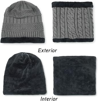 MAYLISACC Kids Winter Knitted Hat and Fleece Neck Warmer Scarf Set for Boys Girls Age 5-10 | Amazon (US)