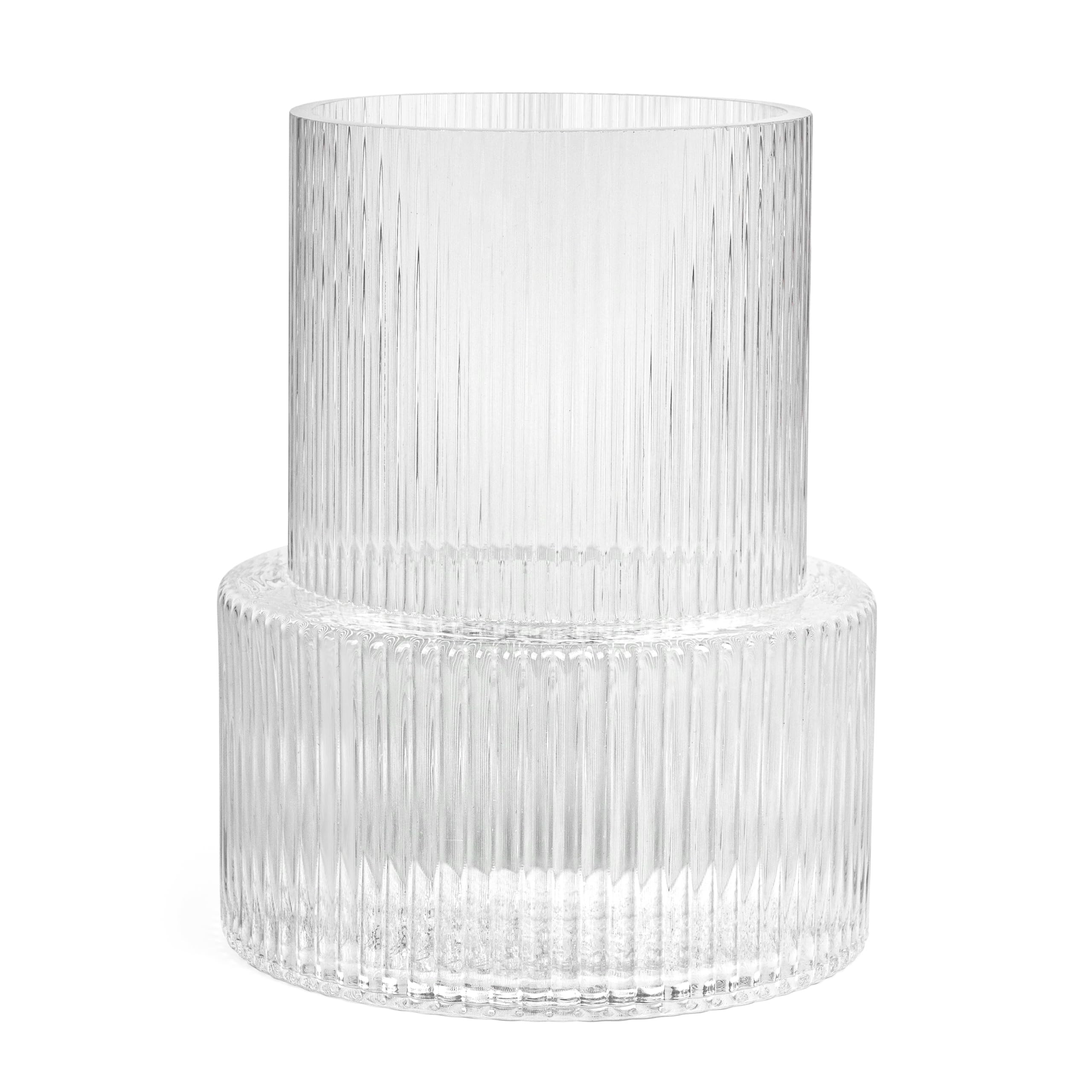 Clear glass ribbed vase | Amazon (UK)