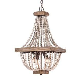Parrot Uncle Regas 4-Light Wood Bead Candle Style Chandelier D2252-4AB110V - The Home Depot | The Home Depot