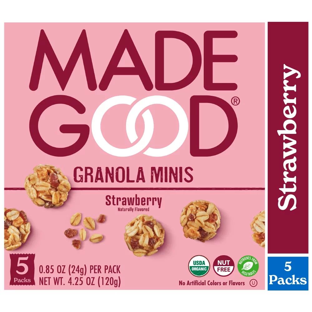•	MadeGood Strawberry Granola Minis, 5 Packs, 0.85 oz Each | Walmart (US)