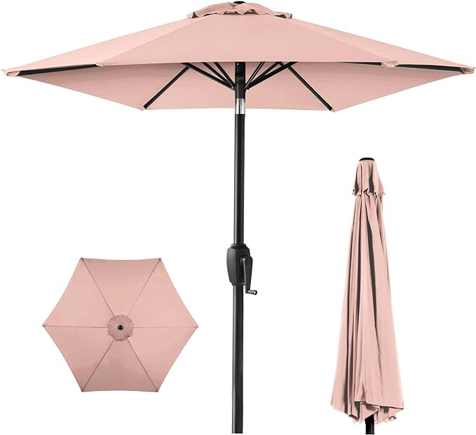 Best Choice Products 7.5ft Heavy-Duty Round Outdoor Market Table Patio Umbrella w/Steel Pole, Pus... | Amazon (US)