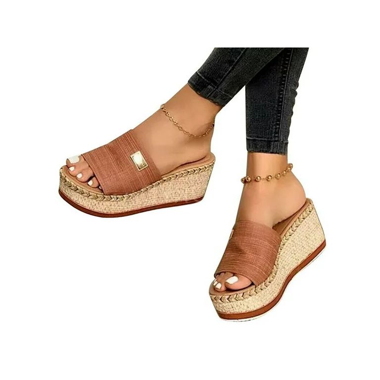 Lacyhop Womens Espadrilles Platform Wedge Sandals Summer Beach Shoes Size 4.5-9 | Walmart (US)