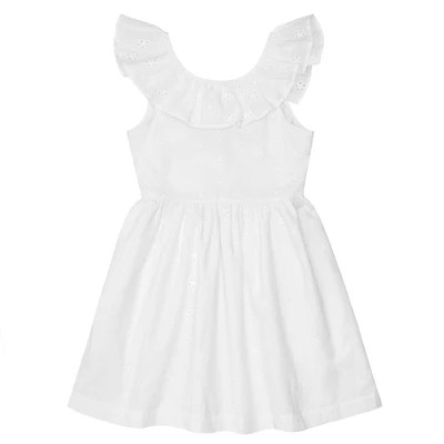 girls white eyelet ruffle collar dress | minnow
