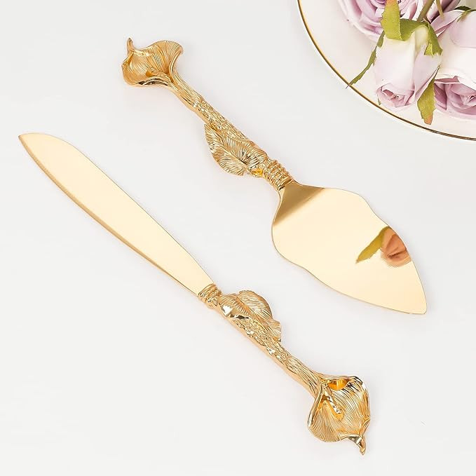 Cake Cutting Set for Wedding, Personalized Gold Cake Knife and Server Set, Custom Cake Serving Se... | Amazon (US)