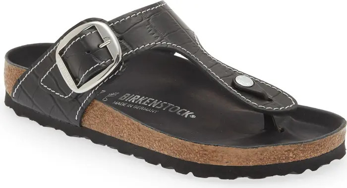 + STAUD Arizona Big Buckle Croc Embossed Sandal | Nordstrom