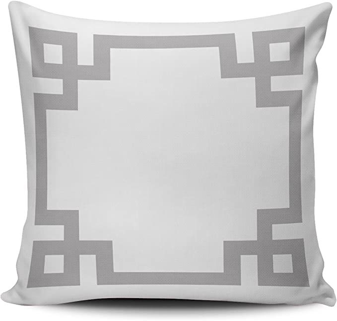 SALLEING Custom Fashion Home Decor Pillowcase Gray and White Greek Key Border Square Throw Pillow... | Amazon (US)