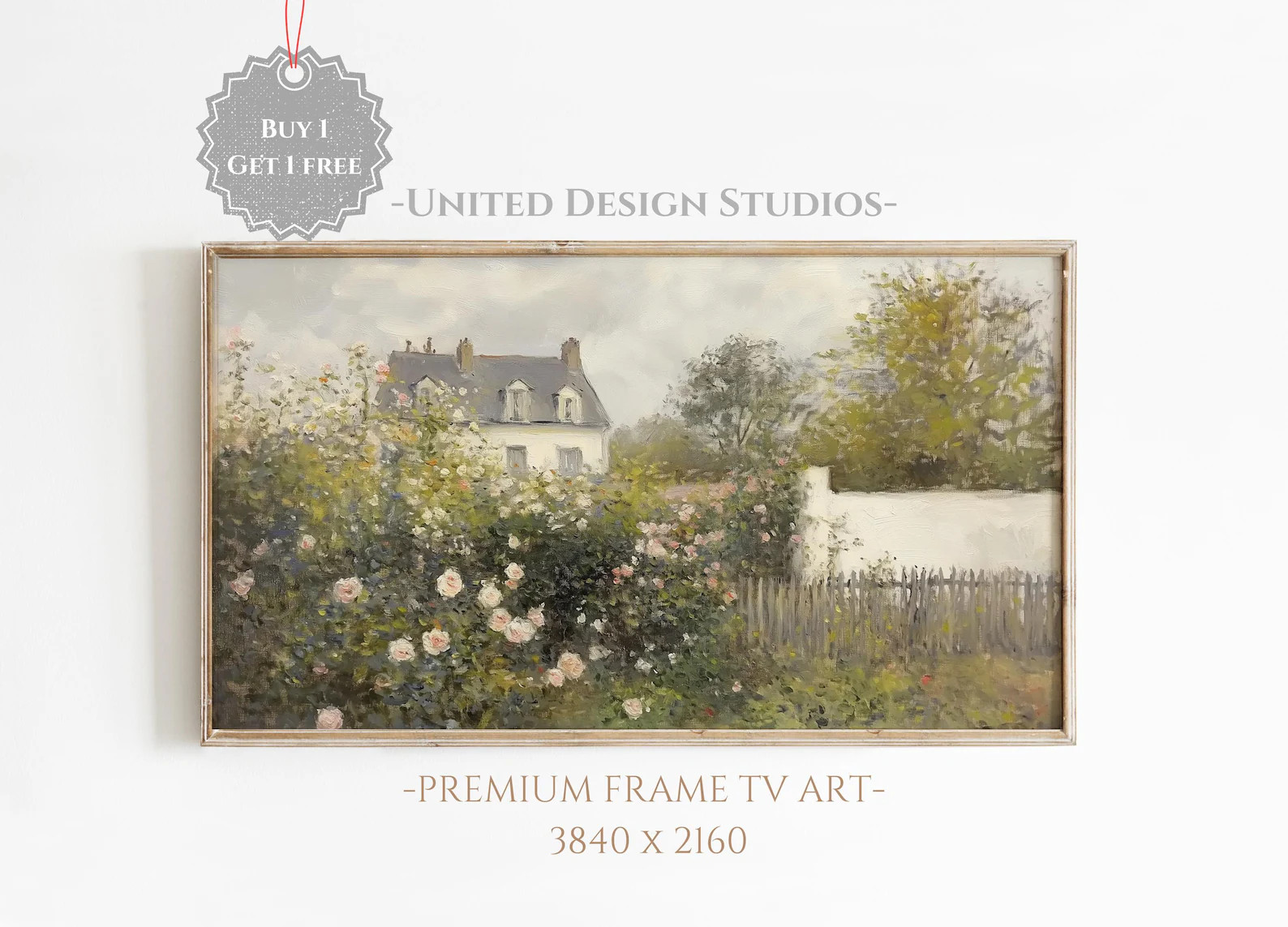 Spring FRAME TV Art, Cottage Rose Garden, Summer Oil Painting, Farmhouse Frame TV Art, Cottagecor... | Etsy (US)