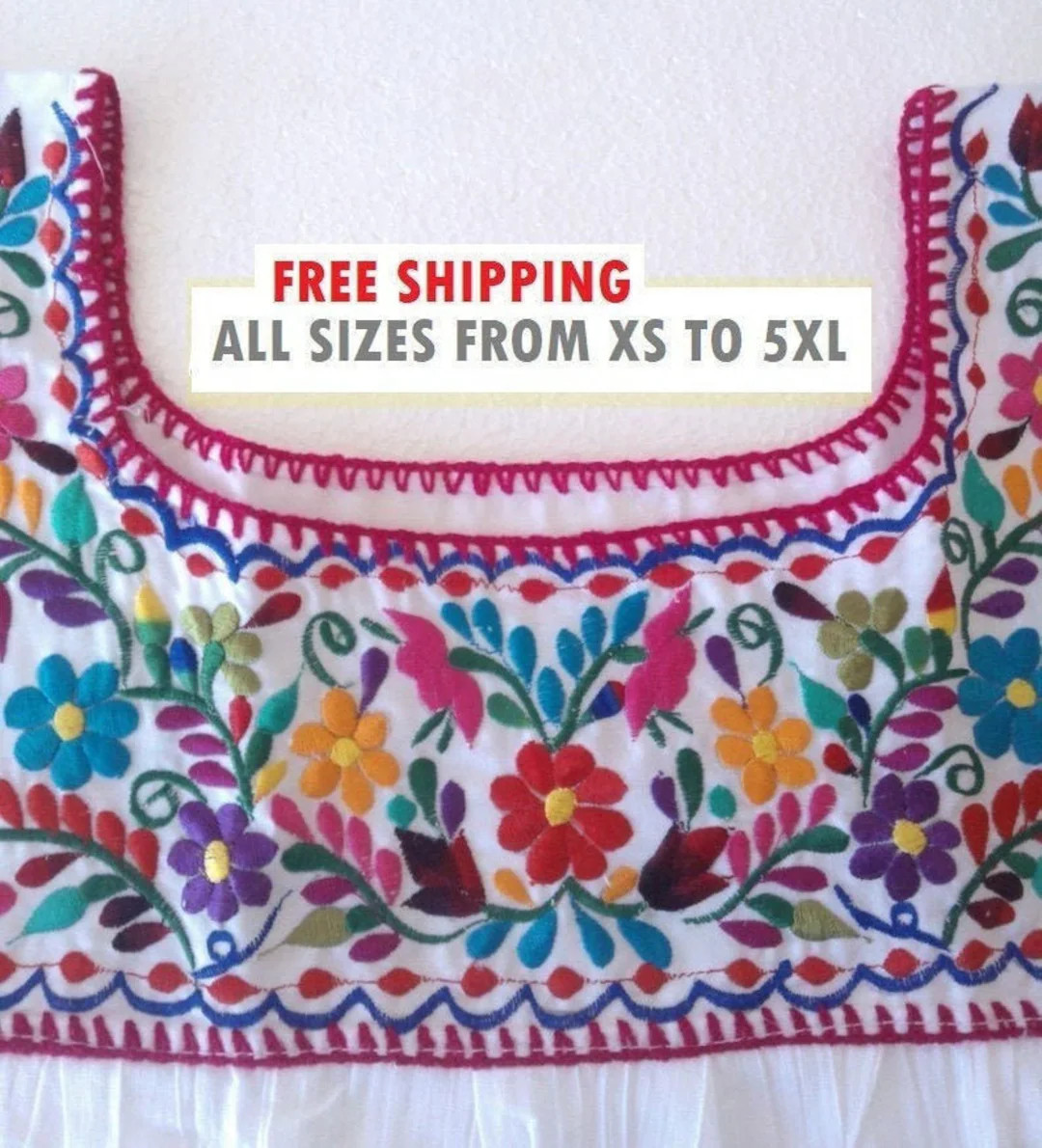 Embroidery mexican Blouse, White mexican blouse, mexican embroidered Boho top, Mexican vintage to... | Etsy (US)
