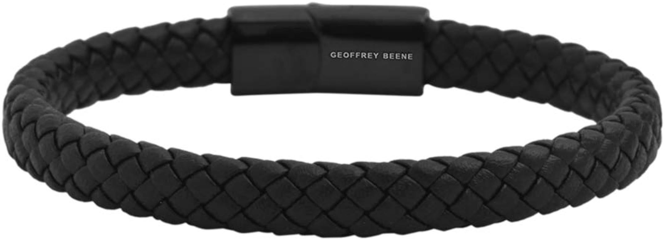 Geoffrey Beene Men's Braided Genuine Leather Bracelet with Stainless Steel Closure | Amazon (US)