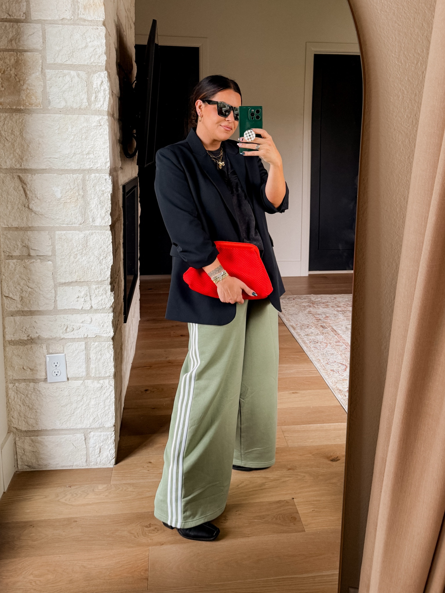 Adidas sweatpants styled for a night out with the girls. 
Blazer:  wearing an XXL
tee: XL
ADIDAS SWEATPANTS: XL
Boots are old


#LTKMidsize #LTKStyleTip #LTKFindsUnder50